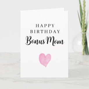 Roze Waterverf Hart Verjaardag Bonus Moeder Kaart