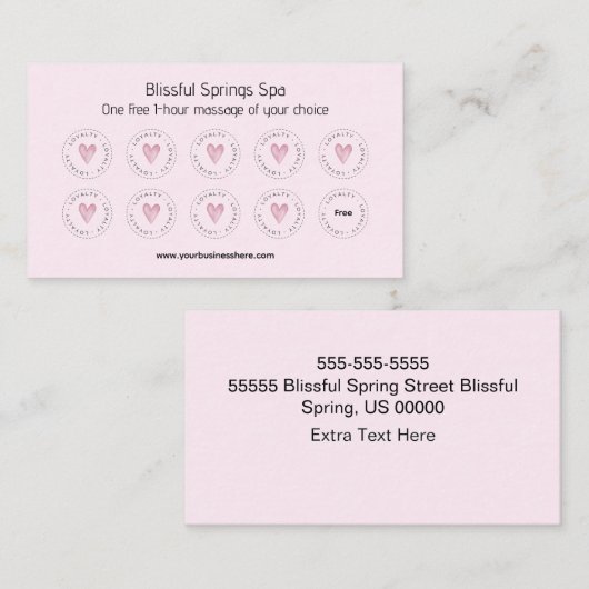 Roze Waterverf Hart Zakelijke Loyaliteit Kaart Klantenkaartje (Voorkant / Achterkant)