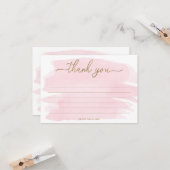 Roze Waterverf Hartelijk dank Kaart (Voorkant / Achterkant in situ)