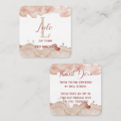 Roze Waterverf Hartelijk dank Vierkante Visitekaartje (Voorkant / Achterkant)