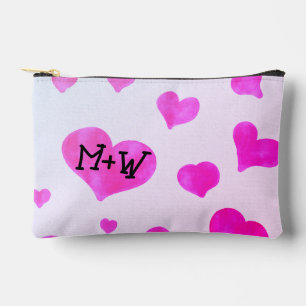 Roze waterverf harten Aangepaste koppel naam initi Etui