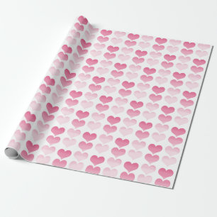 Roze Waterverf Harten Cadeaupapier