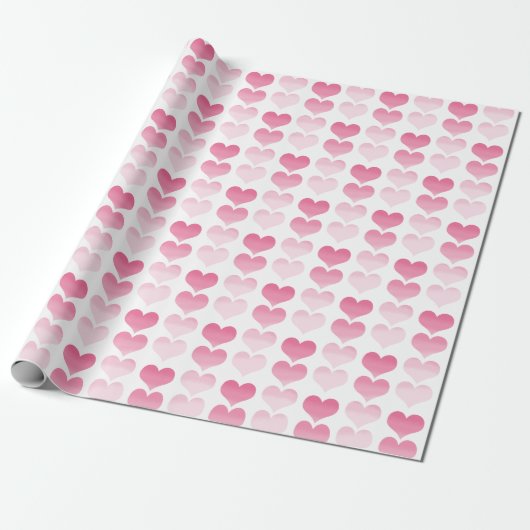 Roze Waterverf Harten Cadeaupapier (Uitgerold)