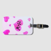 Roze waterverf harten Custom Paar naam initialen Bagagelabel (Voorkant (horizontaal))