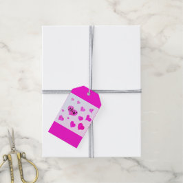 Roze waterverf harten Custom Paar naam initialen Cadeaulabel