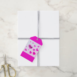 Roze waterverf harten Custom Paar naam initialen Cadeaulabel