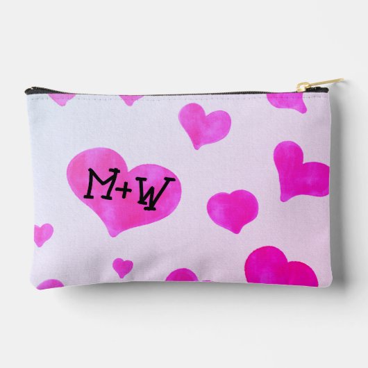 Roze waterverf harten Custom Paar naam initialen Etui (Achterkant)