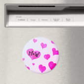Roze waterverf harten Custom Paar naam initialen Magneet (Insitu (Vaatwasser))