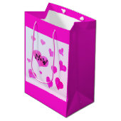 Roze waterverf harten Custom Paar naam initialen Medium Cadeauzakje (Voorkant Gekanteld)