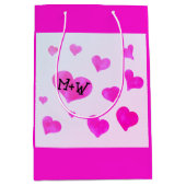 Roze waterverf harten Custom Paar naam initialen Medium Cadeauzakje (Voorkant)