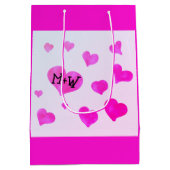Roze waterverf harten Custom Paar naam initialen Medium Cadeauzakje (Achterkant)