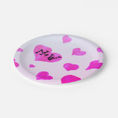 Roze waterverf harten Custom Paar naam initialen Papieren Bordje (Gekanteld)