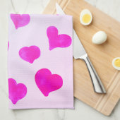 Roze waterverf harten Custom Paar naam initialen Theedoek (Quarter Fold)