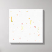 Roze Waterverf harten gouden liefde Canvas Afdruk (Voorkant)