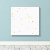Roze Waterverf harten gouden liefde Canvas Afdruk (Insitu (Houten vloer))