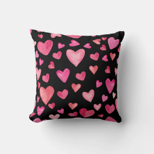 Roze Waterverf Harten Kussen