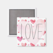 Roze Waterverf Harten Liefde Valentijns  Patroon Magneet (Voorkant / Achterkant)