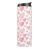 Roze Waterverf Harten Patroon Thermosbeker (Gedraaid links)