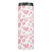 Roze Waterverf Harten Patroon Thermosbeker (Achterkant)