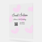 Roze waterverf harten QR Sweet zestien verjaardag Acryl Bord (Hoek)