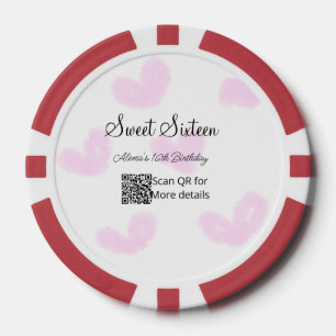 Roze waterverf harten QR Sweet zestien verjaardag Poker Chips
