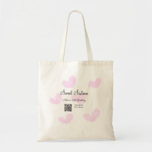 Roze waterverf harten QR Sweet zestien verjaardag Tote Bag