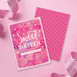 Roze Waterverf Harten Sweet 16 Verjaardagsfeestje Kaart<br><div class="desc">Deze trendy Roze Waterverf Sweet Sixteen Verjaardagsfeestuitnodiging heeft harten tegen een roze waterverf achtergrond op de voorkant. Kaart heeft een roze stippenpatroon achterzijde. Bekijk andere Sweet 16 items hier https://www.zazzle.com/rosewoodandcitrus/sweet 16?rf=238364477188679314 Personaliseer deze uitnodiging door de plaatsaanduidingstekst in de sjabloon te vervangen om uw informatie toe te voegen. Klik op de...</div>