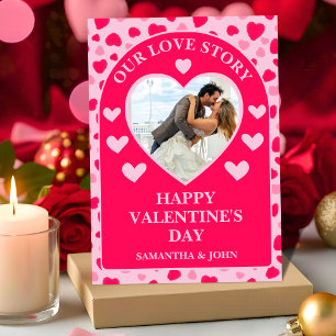 Roze Waterverf Harten Valentijnsdag Cadeau Foto Feestdagenkaart