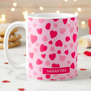 Roze Waterverf Harten Valentijnsdag Cadeau Koffiemok