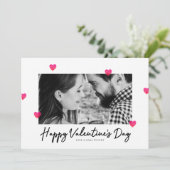 Roze Waterverf Harten Valentijnsdag Fotokaart (Staand voorkant)