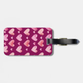 Roze Waterverf Harten Valentijnse en monogram Bagagelabel (Achterkant horizontaal)