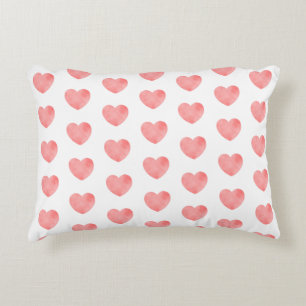 Roze waterverf hartpatroon accent kussen