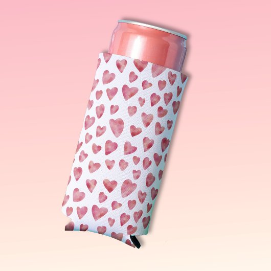 Roze waterverf hartpatroon blikjeskoeler