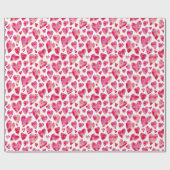 Roze waterverf hartpatroon met liefde cadeaupapier (Vlak)