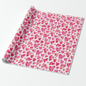 Roze waterverf hartpatroon met liefde cadeaupapier (Uitgerold)