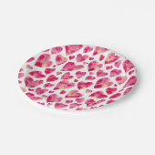 Roze waterverf hartpatroon papieren bordje (Gekanteld)