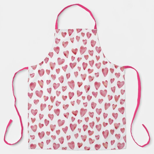 Roze waterverf hartpatroon schort (Voorkant)