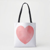 Roze waterverf hartpatroon tote bag (Voorkant)