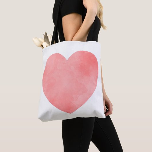 Roze waterverf hartpatroon tote bag (Dichtbij)