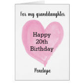 Roze Waterverf Hartslag 20e verjaardag (Voorkant)