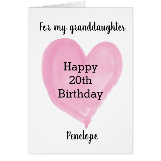 Roze Waterverf Hartslag 20e verjaardag (Voorkant)