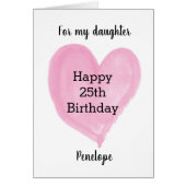 Roze Waterverf Hartslag 25e verjaardag (Voorkant)