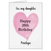 Roze Waterverf Hartslag 26e verjaardag (Voorkant)