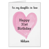 Roze Waterverf Hartslag 31e verjaardag (Voorkant)