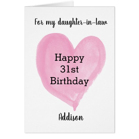 Roze Waterverf Hartslag 31e verjaardag (Voorkant)