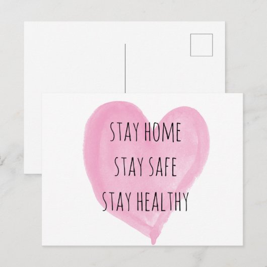 Roze Waterverf Hartstilstand Briefkaart (Voorkant / Achterkant)