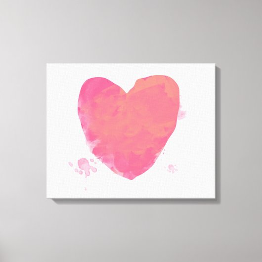 Roze Waterverf Heart Canvas Afdruk (Voorkant)