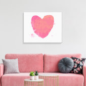 Roze Waterverf Heart Canvas Afdruk (Insitu (Woonkamer))