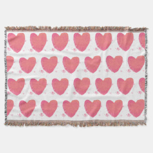 Roze Waterverf Heart Deken