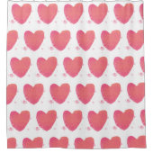Roze Waterverf Heart Douchegordijn (Voorkant)
